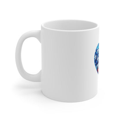 American Flag Heart Mug - Patriotic 11oz Coffee Cup