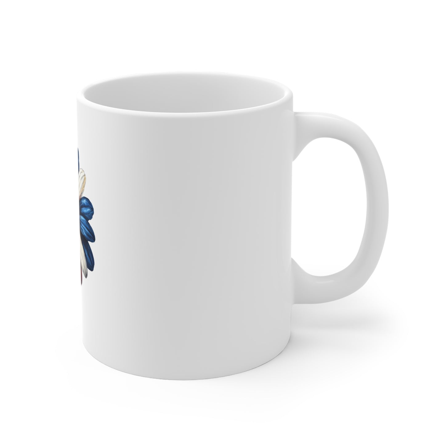 Patriotic Daisy Mug — Red White Blue Flower 11oz Coffee Cup