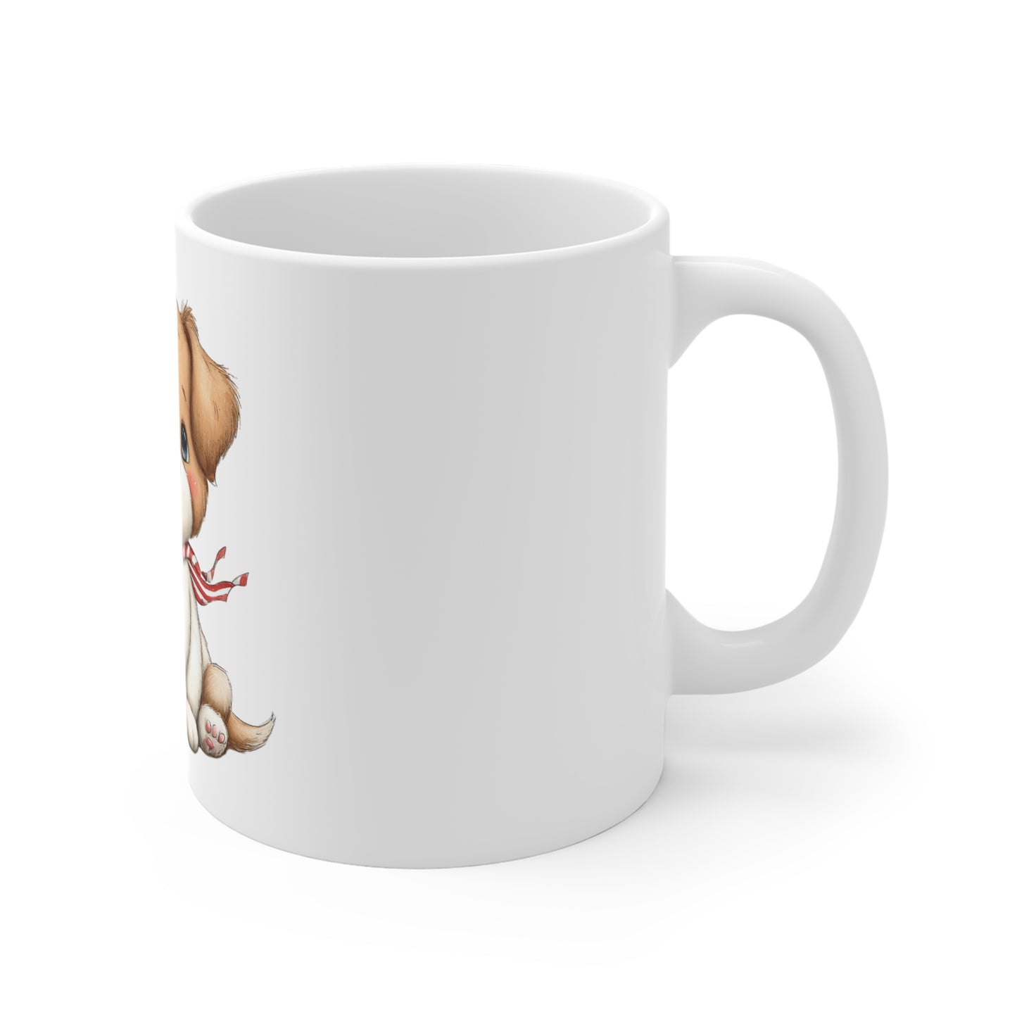 Cute Patriotic Puppy Gift Mug – 4th of July Dog Coffee Mug – Americana Puppy Present Cup – Red White Blue Pet Lover Gift Cute Puppy Christmas Mug — 11oz Gift Dog Mug with Present Design