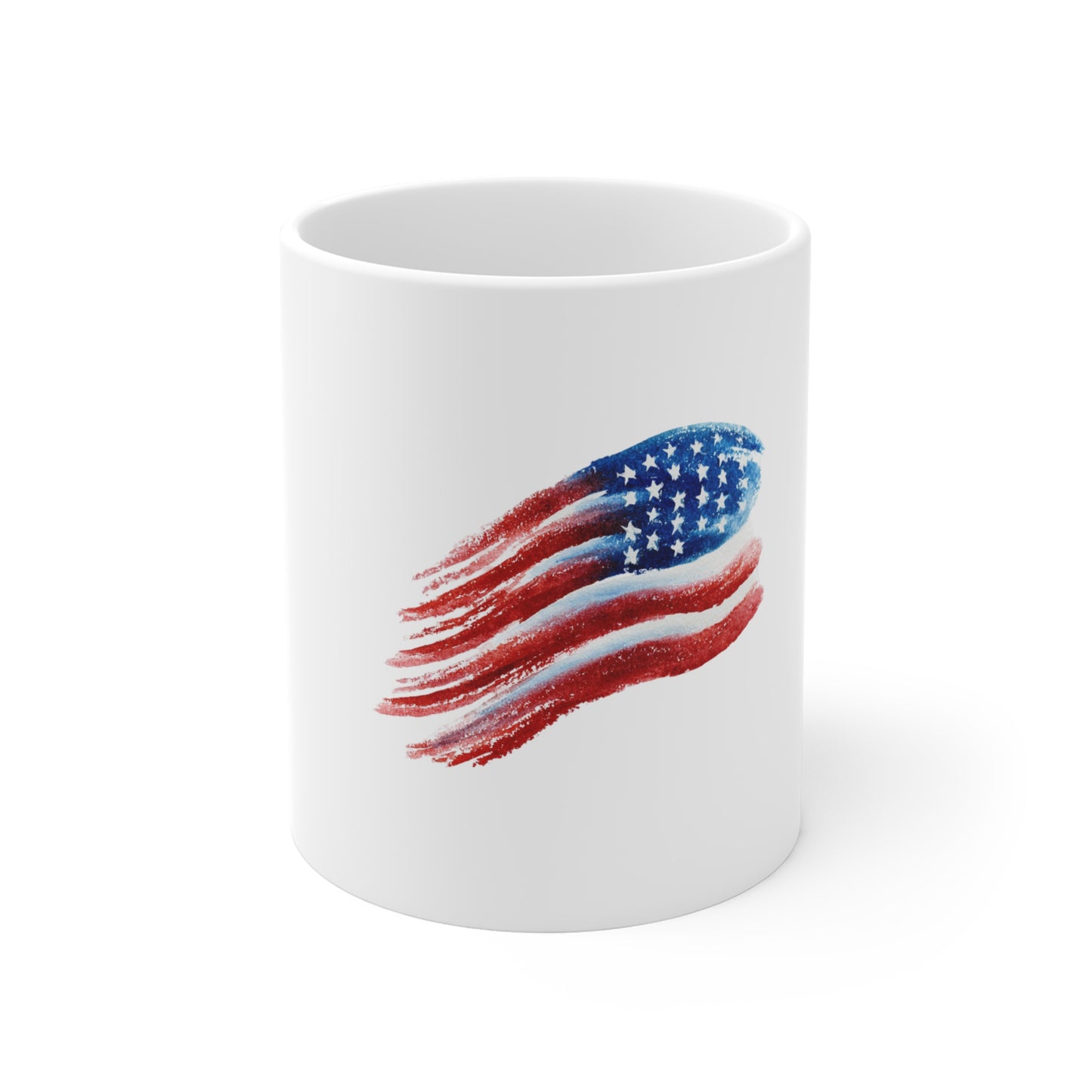 American Flag Brushstroke Mug – Patriotic 11oz Coffee Cup