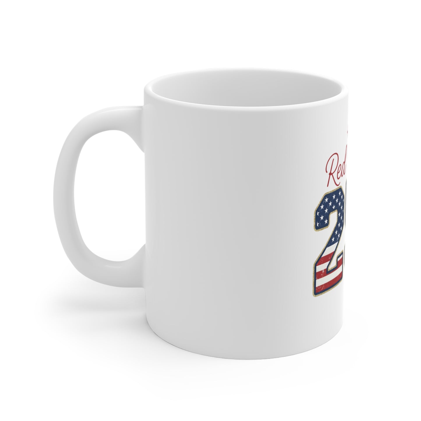 Red White & 250 Patriotic 11oz Coffee Mug — American Flag Number Design for 4th of July