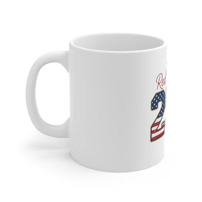Red White & 250 Patriotic 11oz Coffee Mug — American Flag Number Design for 4th of July