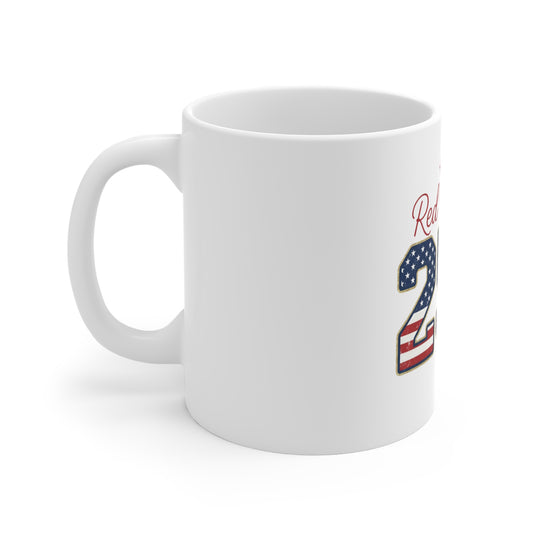 Red White & 250 Patriotic 11oz Coffee Mug — American Flag Number Design for 4th of July