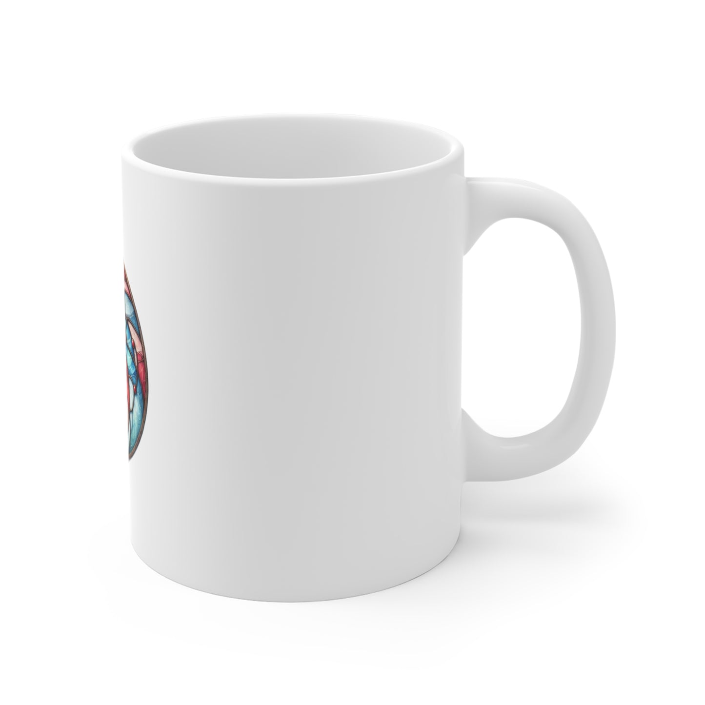 Stained Glass Americana Swirl Mug – Abstract Patriotic Coffee Mug – Red White Blue Art Cup – Modern USA Design Gift  11oz