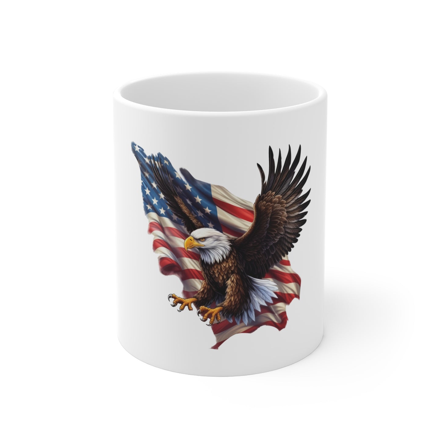 Patriotic Eagle 11oz Coffee Mug — American Flag Bald Eagle Gifts for Veterans & Fourth of July