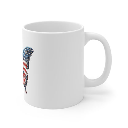 Artistic American Flag Butterfly Mug – Detailed Patriotic Butterfly Coffee Mug – Red White Blue Decorative Wing Cup – Elegant USA Gift American Flag Butterfly Mug - Patriotic 11oz Coffee Cup