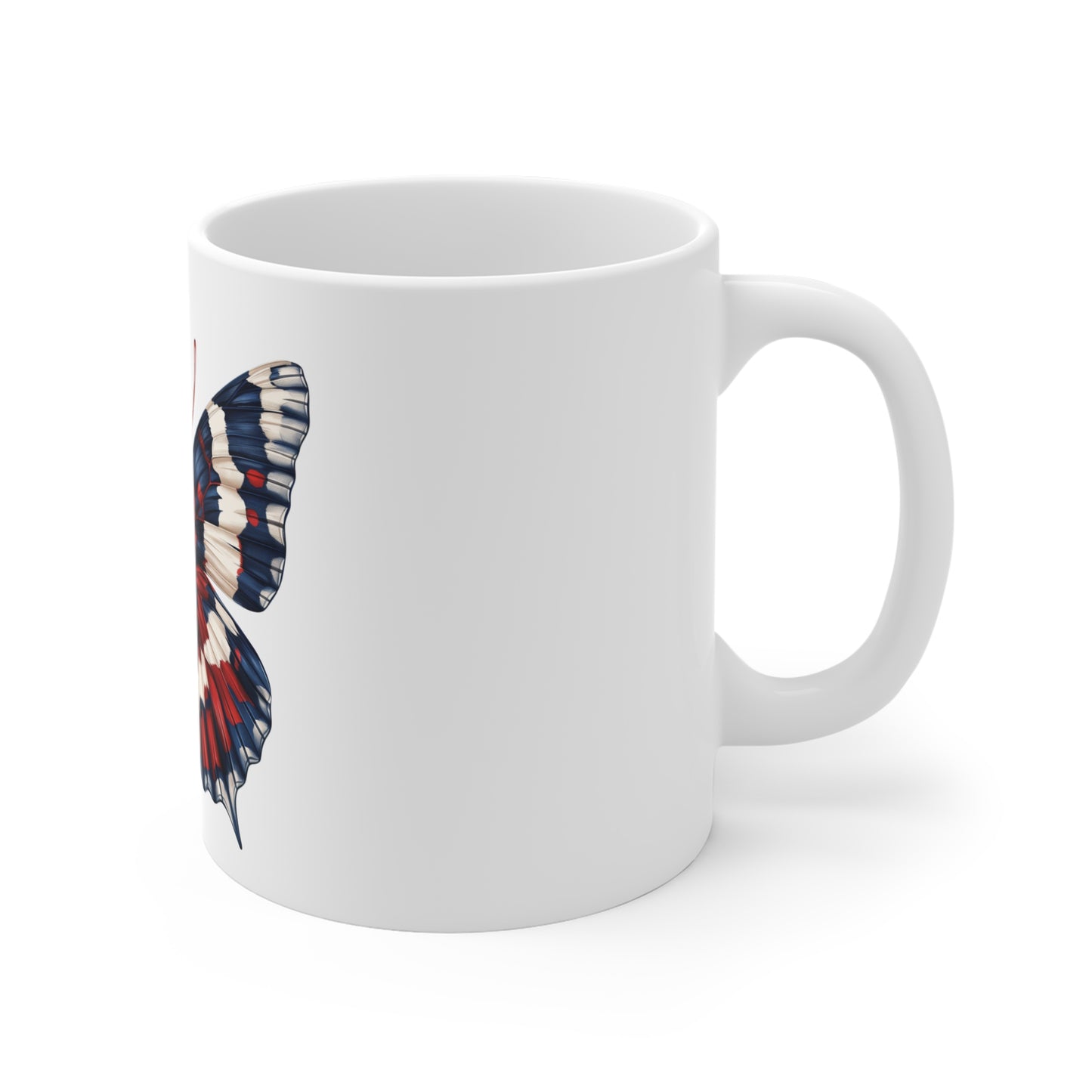 Patriotic Symmetry Butterfly Mug – Red White Blue Balanced Wing Coffee Mug – Americana Precision Art Cup – Bold USA Gift Mug Mug 11oz
