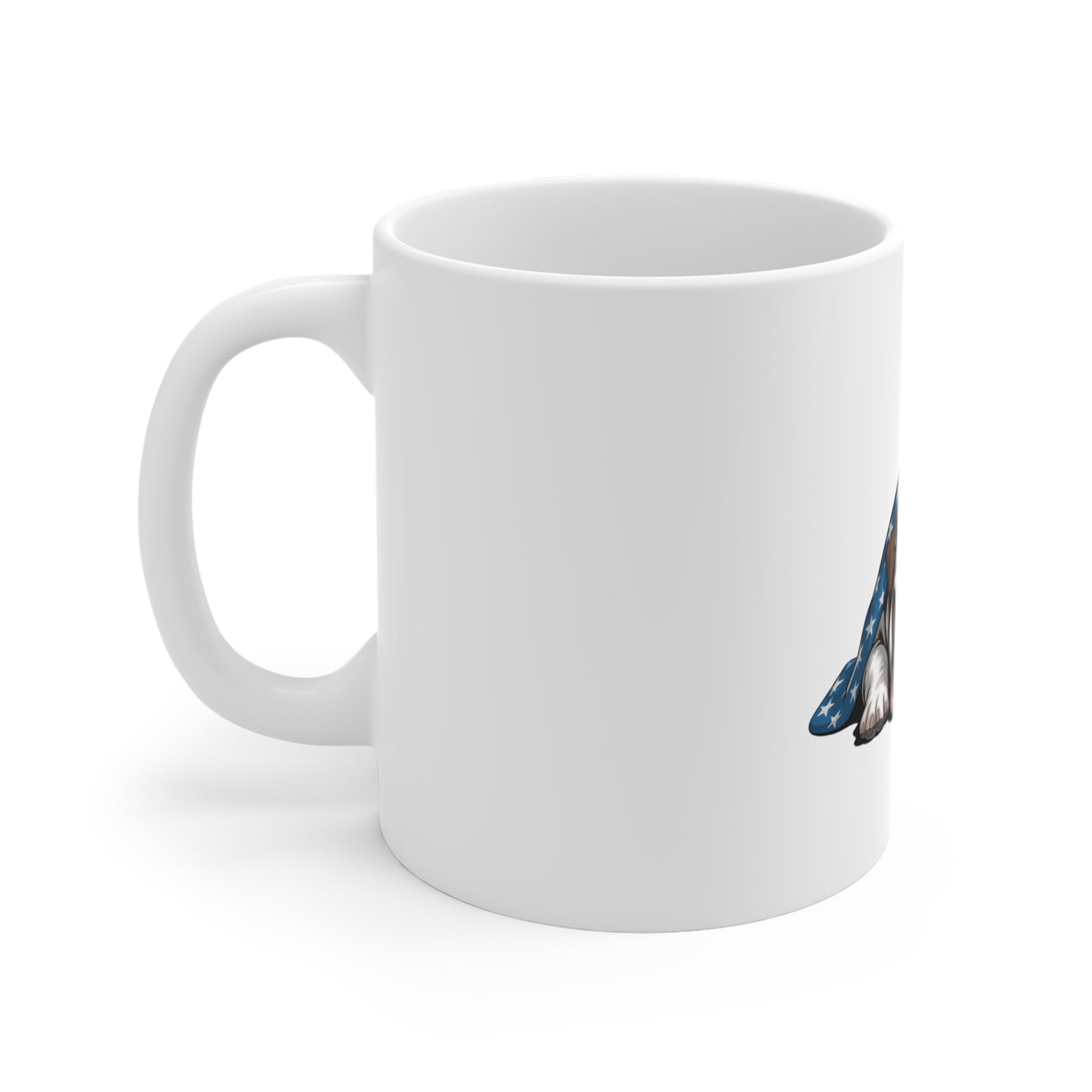 Patriotic Bulldog 'Born Free' Coffee Mug — 11oz USA Flag Ceramic Mug
