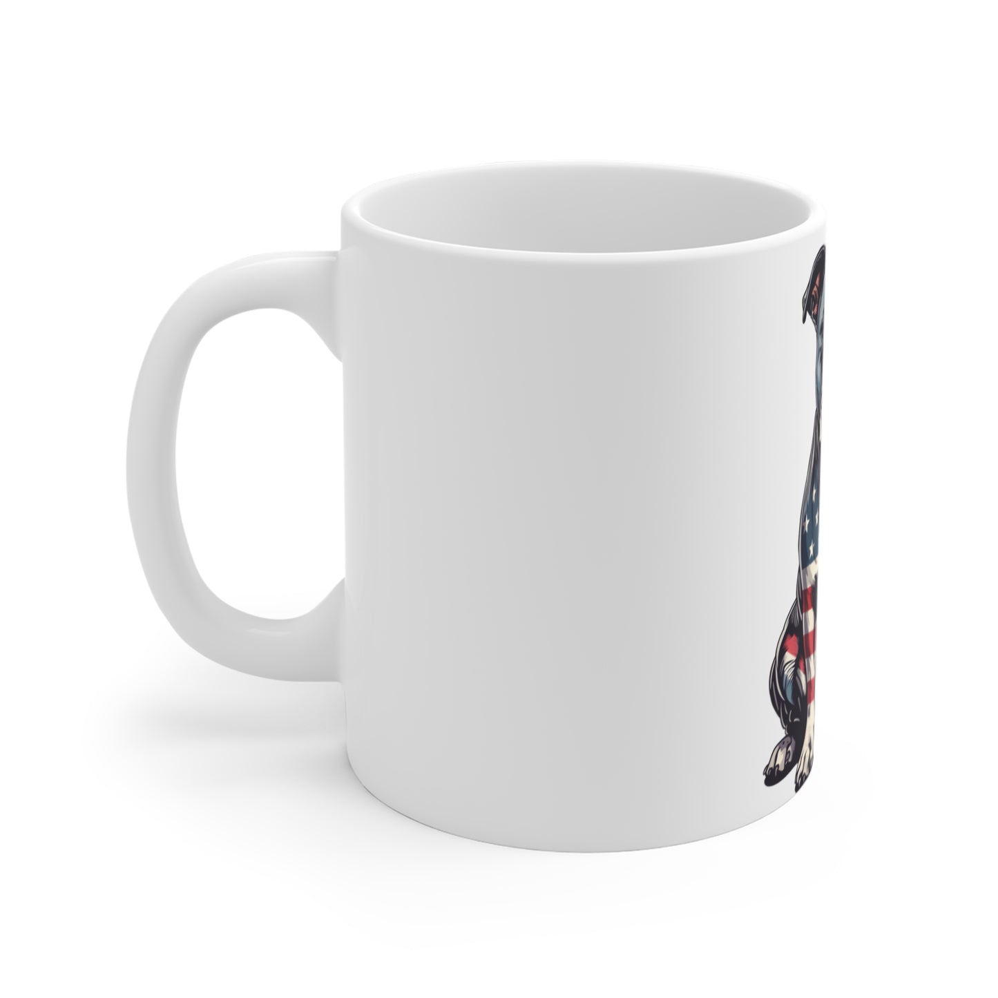 Patriotic Bulldog Coffee Mug – American Flag Bulldog Full Body Mug – USA Dog Art Cup – 4th of July Gift for Dog Lovers 11oz