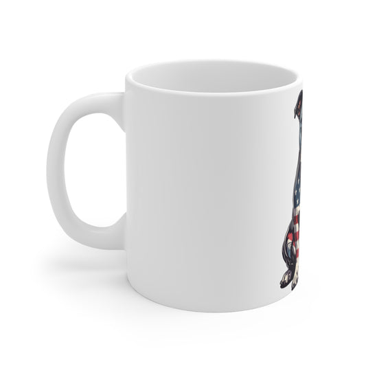 Patriotic Bulldog Coffee Mug – American Flag Bulldog Full Body Mug – USA Dog Art Cup – 4th of July Gift for Dog Lovers 11oz