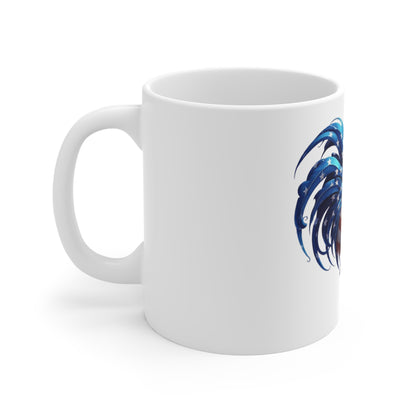 Patriotic Rooster Coffee Mug – Bold American Flag Chicken Design – Red White Blue Farmhouse Mug – USA Pride Gift American Flag Rooster Mug — Patriotic 11oz Coffee Cup