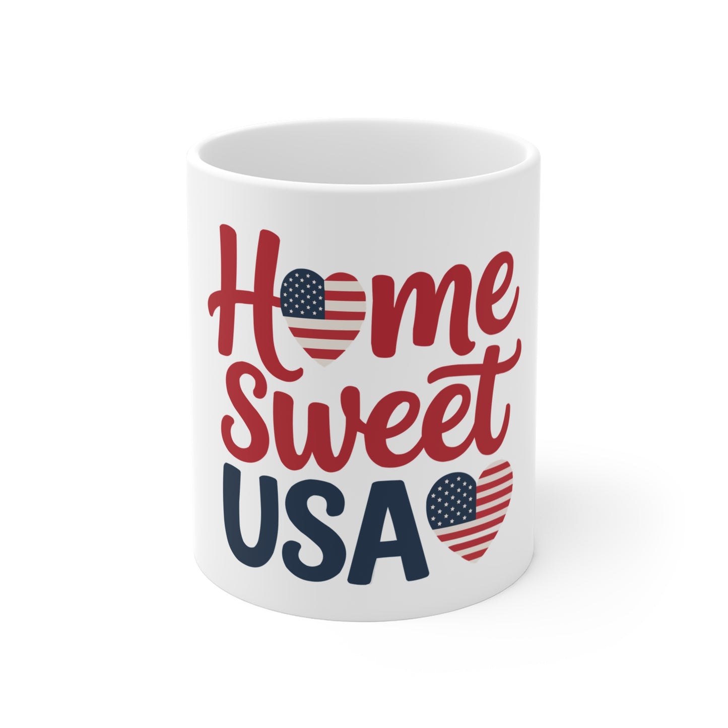 Home Sweet USA Mug — Patriotic 11oz Coffee Cup for 4th of July & Everyday Americana