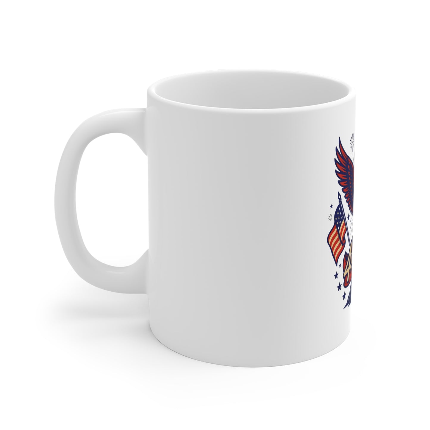 4th of July Eagle Coffee Mug - Patriotic American Flag 11oz