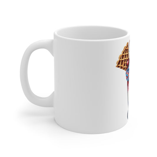 Patriotic Berry Milkshake Coffee Mug – 4th of July Waffle Dessert Mug – Red White Blue Sweet Treat Cup – Americana Ice Cream Mug – Festive Gift Mug Patriotic Red White & Blue Milkshake Mug — 11oz...