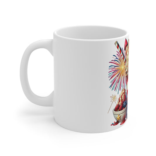 Patriotic Sundae Milkshake Coffee Mug – 4th of July Ice Cream Mug – Red White Blue Dessert Cup – Fireworks Americana Treat Mug Patriotic Milkshake Mug — 4th of July Fireworks & Ice Cream Dessert...