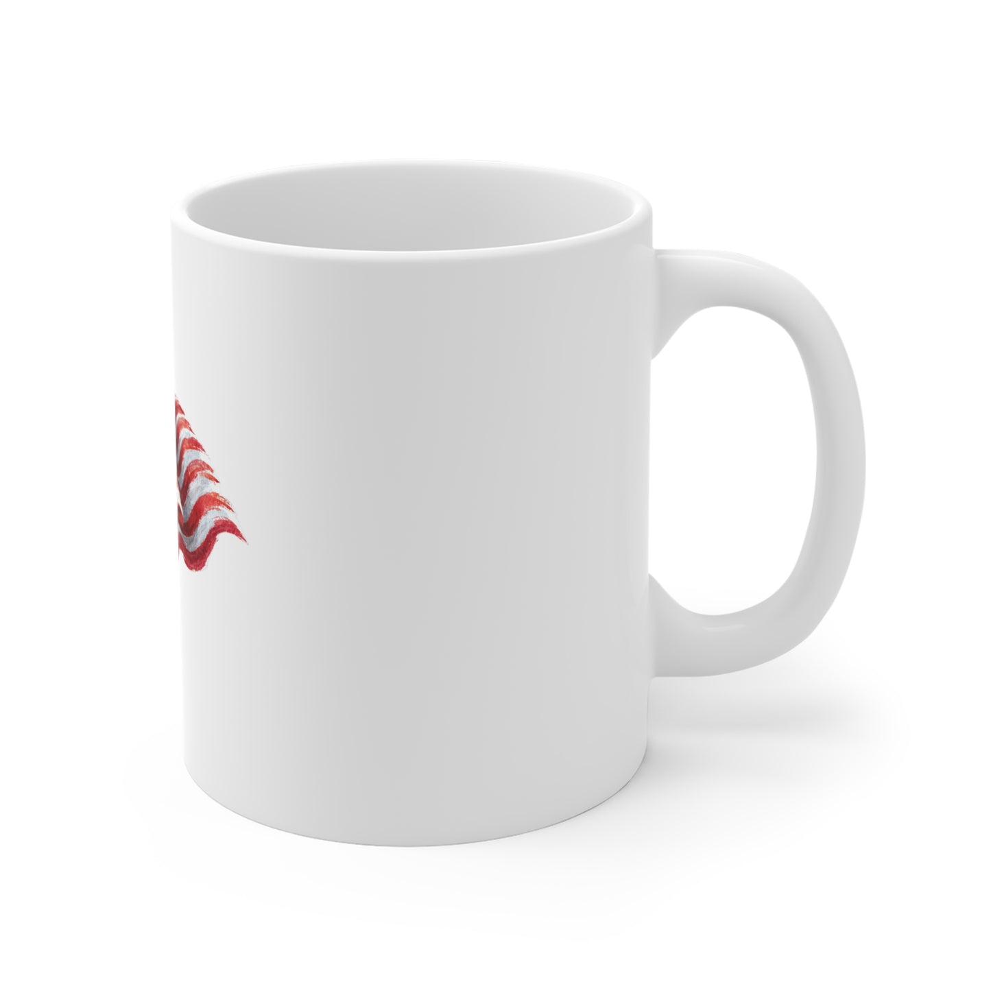 American Flag Mug – Hand-Painted Waving Stars & Stripes 11oz, Patriotic Coffee Cup for Fourth of July & Veterans