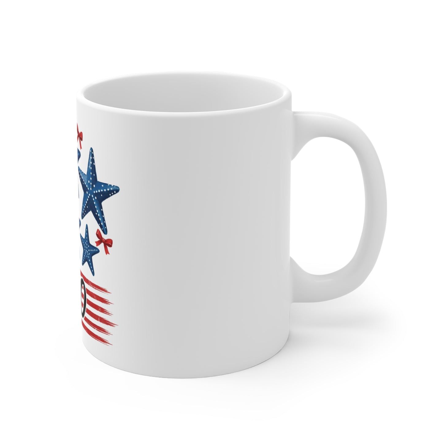 Patriotic Starfish 250 Coffee Mug – Coastal Americana Mug – Red White Blue Beach Starfish Cup – Nautical USA 250th Anniversary Gift Mug 11oz