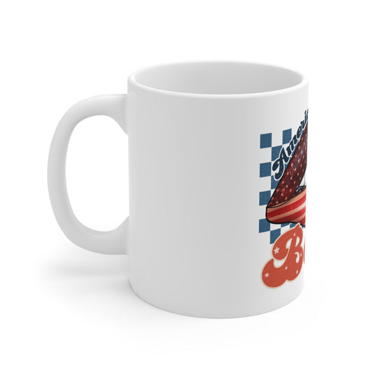 American Babe Mug – Patriotic Home Aesthetic Coffee Cup – Cozy USA Lifestyle Design Mug 11oz