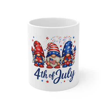 4th of July Gnome Mug — Patriotic American Flag Coffee Cup (11oz)