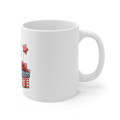 Cute Patriotic Cat Coffee Mug – 4th of July Kitten Mug – Americana Gift Mug – Red White Blue Animal Lover Cup – Adorable USA Mug Cute Patriotic Kitten Mug — 11oz Cat Gift with American Flag Present...