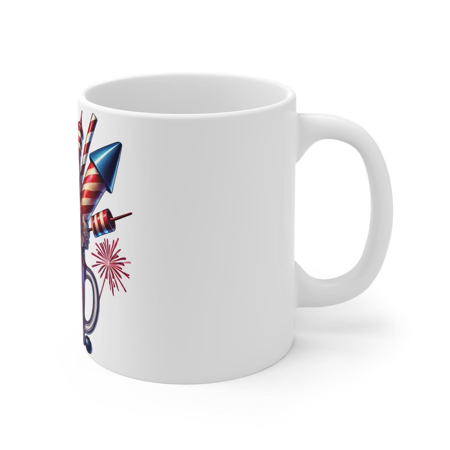 Patriotic Firework Milkshake Coffee Mug – 4th of July Dessert Mug – Red White Blue Sundae Cup – Americana Celebration Mug Patriotic Fireworks Milkshake Mug — 4th of July Americana Coffee Cup