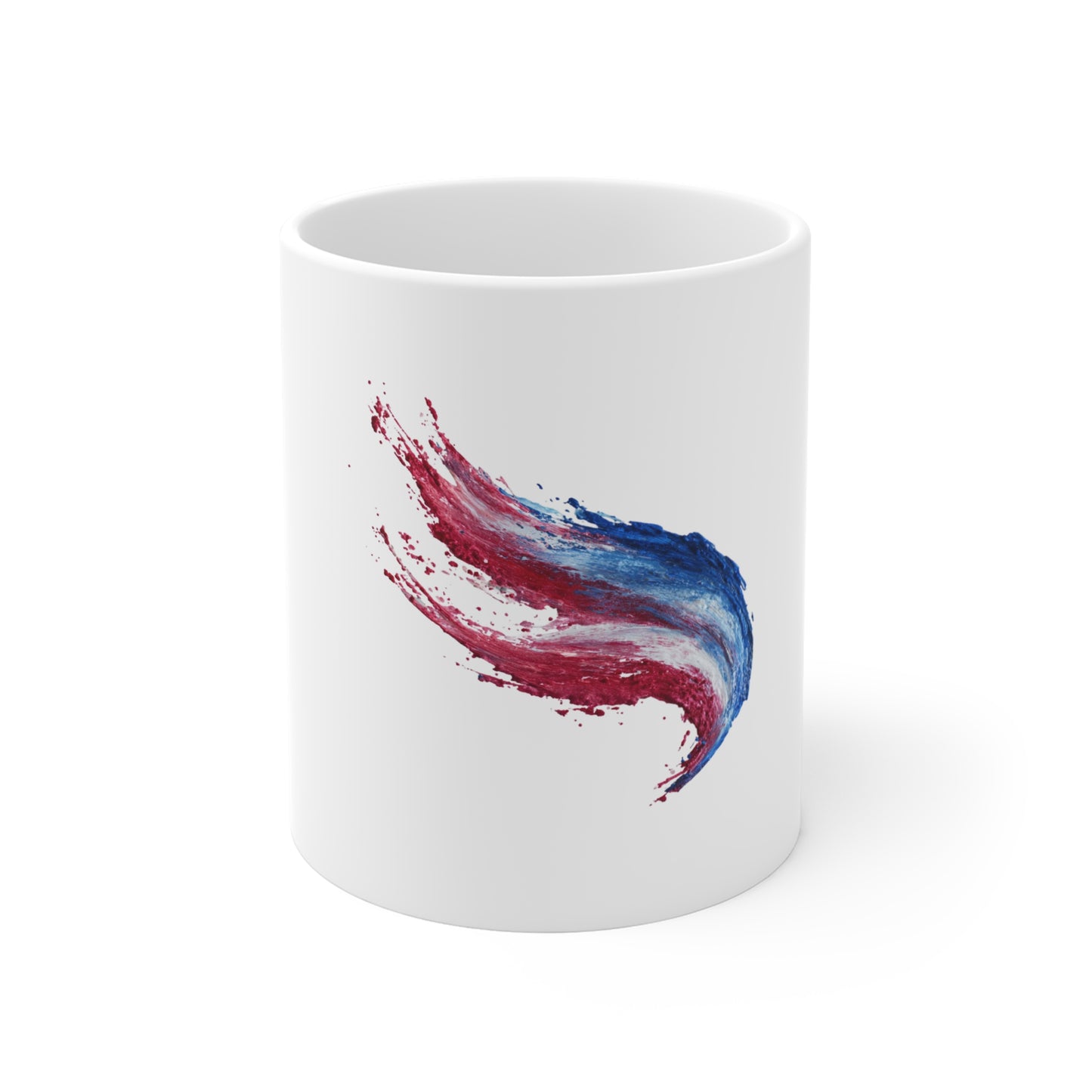Patriotic Red White Blue Brushstroke Mug — 11oz Coffee & Tea Cup