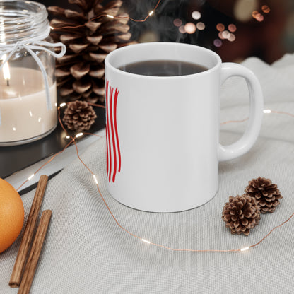 Wavy Vertical American Flag Coffee Mug – Distressed USA Flag Mug – Flowing Patriotic Stripe Cup – Red White Blue Gift Mug 11oz