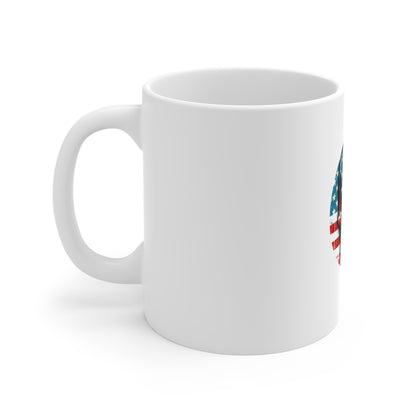 Patriotic Skull Coffee Mug – American Flag Skull Mug – Distressed USA Skull Design – Bold Americana Gothic Gift Mug 11oz