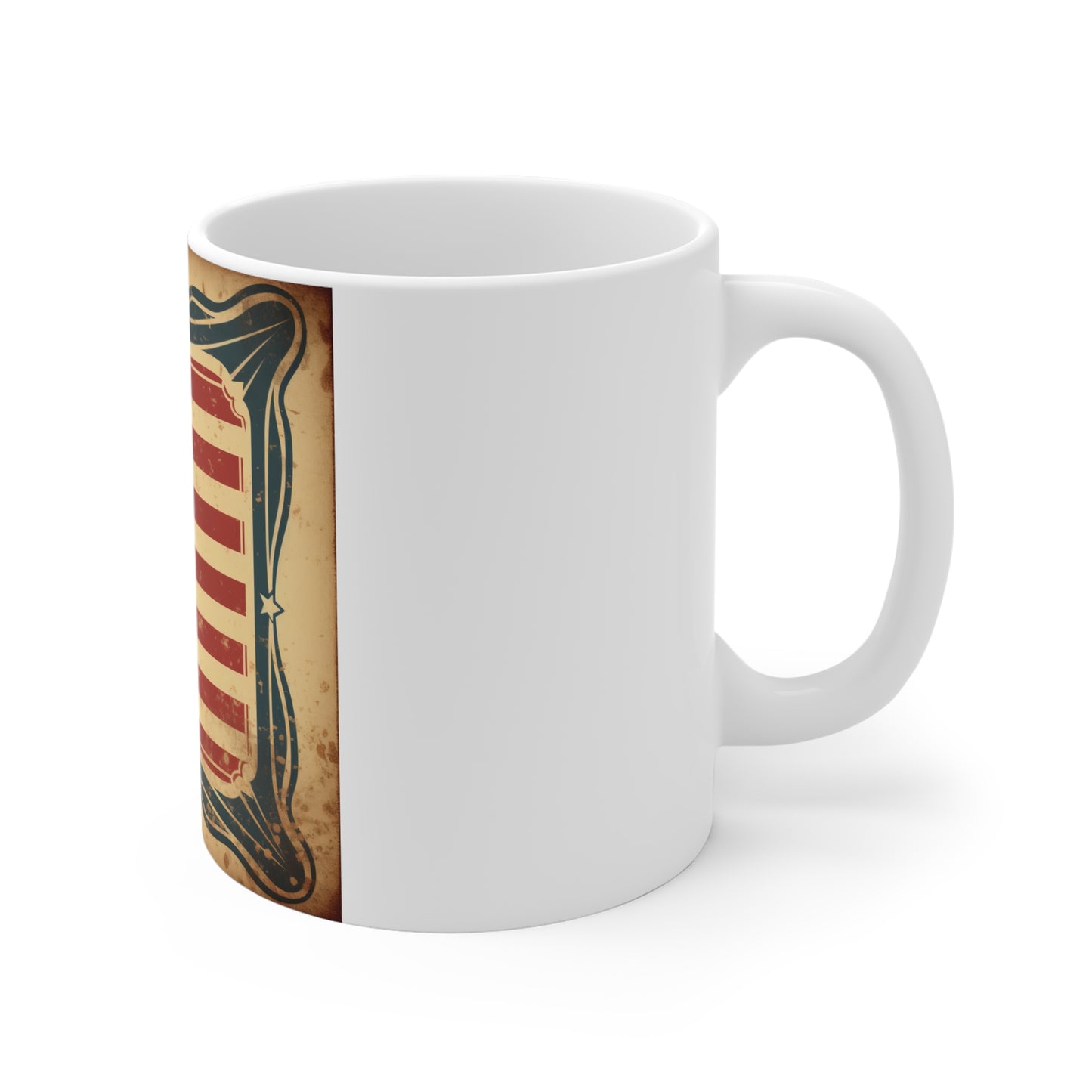 Vintage American Flag Frame Coffee Mug – Distressed USA Flag Mug – Retro Patriotic Border Design Cup – Rustic Americana Mug Vintage American Flag Mug - 11oz Patriotic Coffee Cup