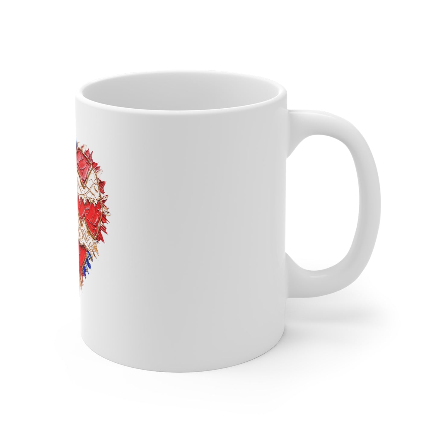 American Flag Heart Mug — Patriotic 11oz Coffee Cup