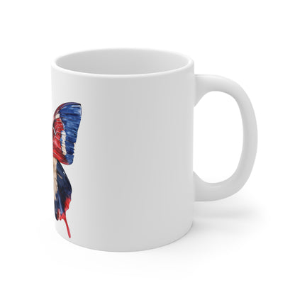 Watercolor Patriotic Butterfly Mug – Red White Blue Artistic Wing Coffee Mug – Soft Brushstroke Americana Art Cup – USA Gift Mug Mug 11oz