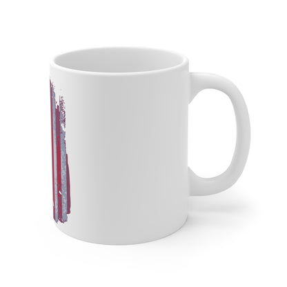 Distressed American Flag Coffee Mug – Vintage USA Flag Mug – Retro Patriotic Flag Cup – Red White Blue Classic Mug Mug 11oz