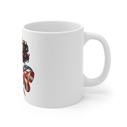 Patriotic Pin-Up Woman Coffee Mug – Retro Americana Girl Mug – Stars and Stripes Dress Cup – Vintage USA Beauty Mug – Fourth of July Gift Patriotic Pin-Up Mug — 11oz Retro American Flag Pinup Coffee...