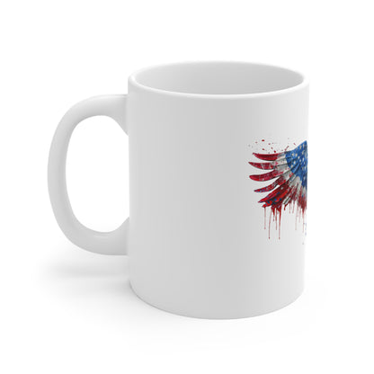 Patriotic Eagle Mug — 11oz American Flag Drip Design