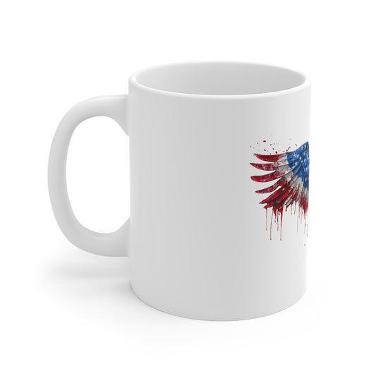 Patriotic Eagle Mug — 11oz American Flag Drip Design