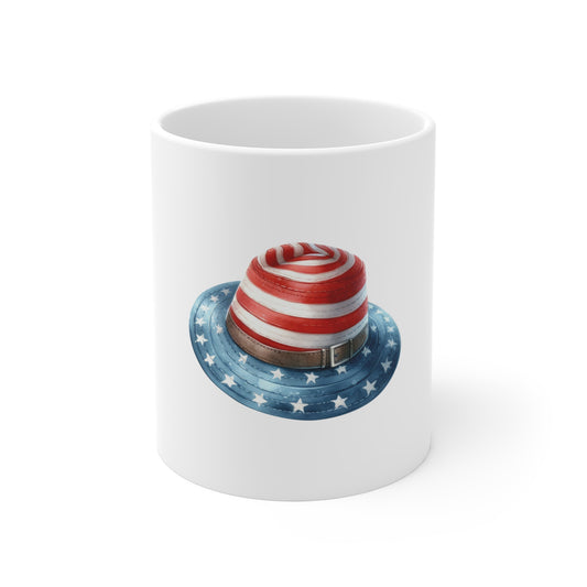 11oz Mug — Patriotic American Flag Hat Coffee Mug