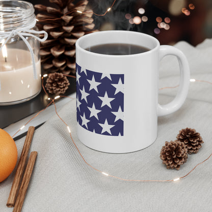Horizontal American Flag Coffee Mug – Classic USA Stars & Stripes Mug – Clean Patriotic Design Cup – Timeless Everyday Americana Gift Mug 11oz