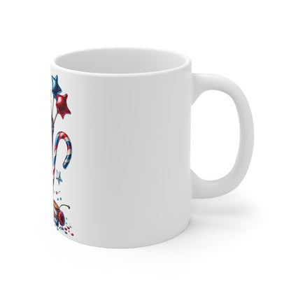 Patriotic Ice Cream Milkshake Coffee Mug – Red White Blue Dessert Mug – 4th of July Candy Cup – Americana Sweet Treat Mug – Festive Gift Mug Patriotic Red White Blue Milkshake Mug - 11oz Fourth of...