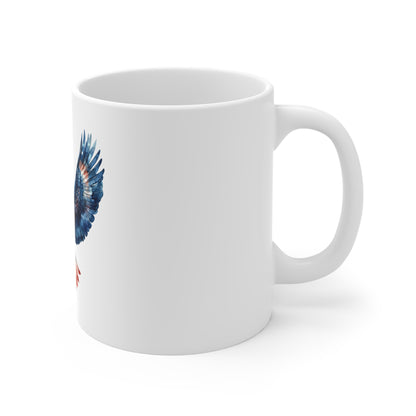 Eagle Flight 11oz Ceramic Mug — Patriotic Blue Red Soaring Eagle Coffee Cup
