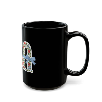 USA Floral Ribbon Mug — Patriotic Floral 11oz/15oz Black Coffee Cup