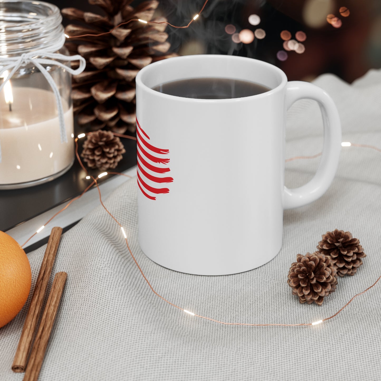 Waving Distressed American Flag Coffee Mug – Wind-Blown USA Flag Mug – Classic Patriotic Cup – Red White Blue Gift Mug 11oz