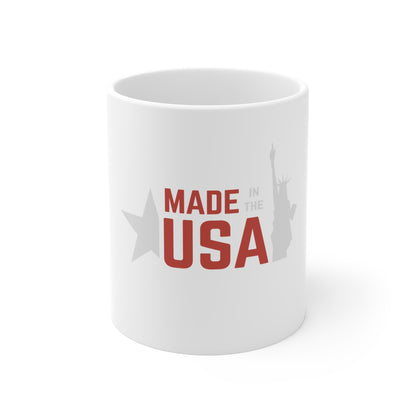 Made in the USA Coffee Mug – Patriotic USA Pride Mug – American Made Gift – Bold Americana Typography Cup Made in USA Coffee Mug — Patriotic 11oz Ceramic Mug