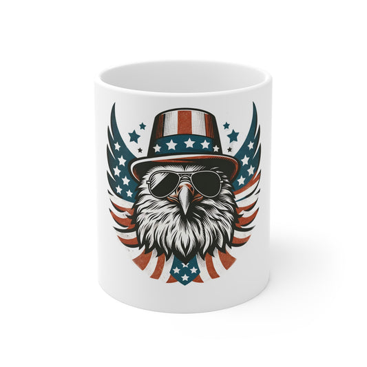 Patriotic Eagle Coffee Mug – Uncle Sam Eagle Mug – American Flag Bald Eagle with Hat Cup – USA Freedom Eagle Gift Mug – Bold Americana Eagle Mug Mug 11oz