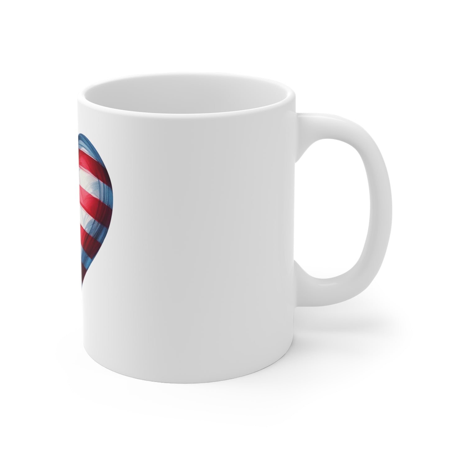 Patriotic Heart Coffee Mug – American Flag Heart Mug – Watercolor USA Love Cup – Red White Blue Heart Mug  11oz