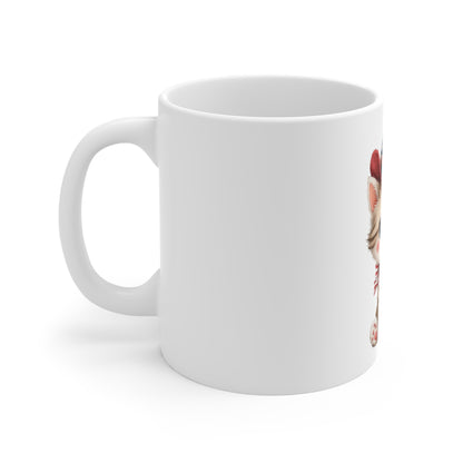 Patriotic Cowboy Cat Coffee Mug – Cute Americana Kitten Mug – Red White Blue Hat Cat Mug – 4th of July Cat Lover Gift Patriotic Kitty Mug — Cute Cat with American Flag Cowboy Hat (11oz)