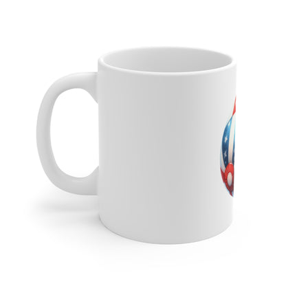 Patriotic Beach Ball Mug — 11oz American Flag Coffee Cup for 4th of July