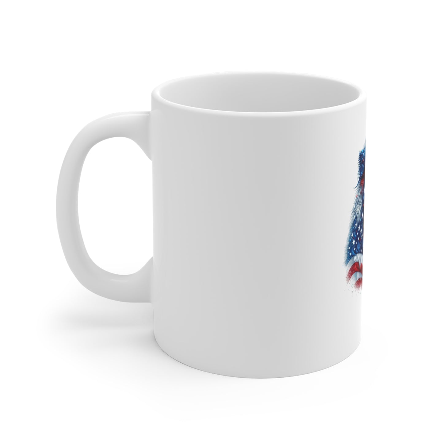 American Flag Australian Shepherd Mug — Patriotic Dog Coffee Cup 11oz