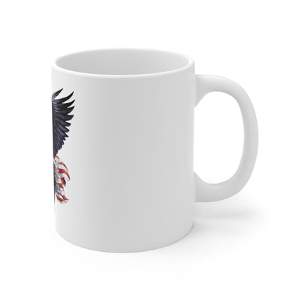 Patriotic Bald Eagle Mug – American Flag 11oz Coffee Cup
