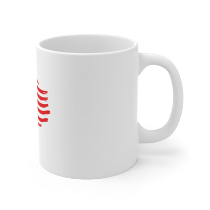 Wavy Brushstroke American Flag Coffee Mug – Flowing USA Flag Mug – Modern Patriotic Cup – Red White Blue Gift Mug 11oz