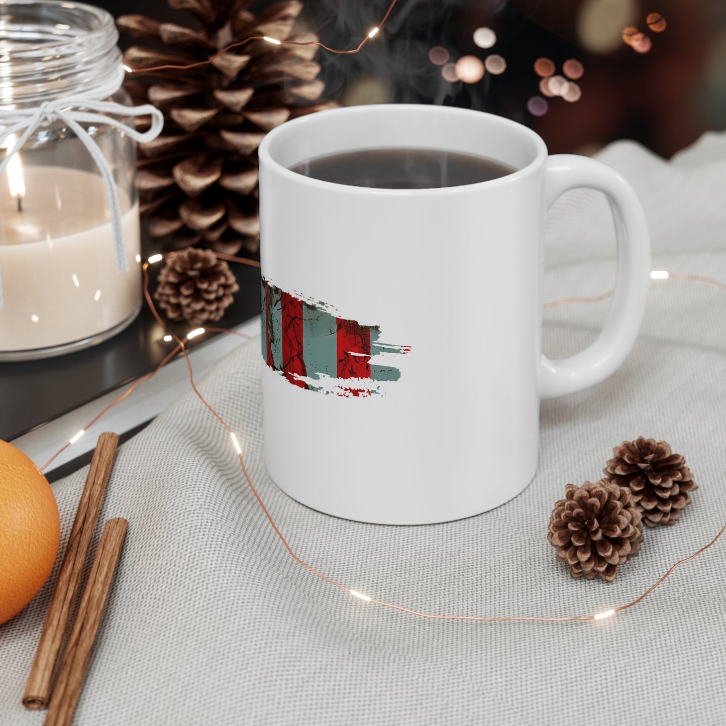 Abstract USA Flag Brush Stroke Mug – Artistic American Flag Coffee Cup – Modern Paint Splash Patriotic Design Mug 11oz
